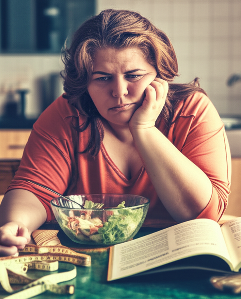 Mulher frustrada com dietas que não funcionam